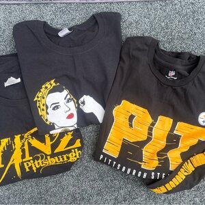 Womens Pittsburgh Black and Yellow Two Short Sleeve T's and 1 Long Sleeve shirt